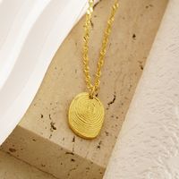 304 Stainless Steel 18K Gold Plated IG Style Simple Style Fingerprint Pendant Necklace main image 5