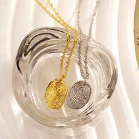 304 Stainless Steel 18K Gold Plated IG Style Simple Style Fingerprint Pendant Necklace main image 4