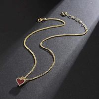 Kupfer 18 Karat Vergoldet Elegant Romantisch Herzform Inlay Zirkon Halskette Mit Anhänger main image 1