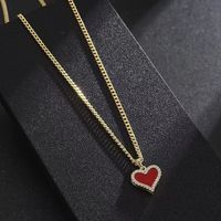 Kupfer 18 Karat Vergoldet Elegant Romantisch Herzform Inlay Zirkon Halskette Mit Anhänger main image 3