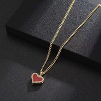 Copper 18K Gold Plated Elegant Romantic Heart Shape Inlay Zircon Pendant Necklace main image 4