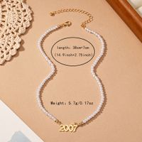 Elegant Simple Style Number Crown Artificial Pearl Alloy Beaded Gold Plated Women's Necklace main image 2