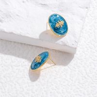 1 Pair Elegant Retro Oval Bee Copper 18K Gold Plated Ear Studs main image 4