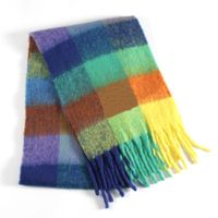 New Autumn And Winter Scarf Thick Plaid Long Fringed Double-sided Cashmere Warm Shawl Scarf sku image 1