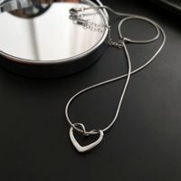 Titan Stahl Einfacher Stil Herzform Halskette Mit Anhänger sku image 1
