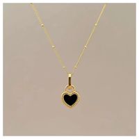 Titanium Steel Simple Style Heart Shape Plating Earrings Necklace main image 3