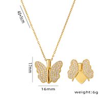 Titan Stahl Einfacher Stil Schmetterling Überzug Inlay Zirkon Halskette Mit Anhänger main image 3