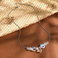 Einfacher Stil Klassischer Stil Farbblock Rostfreier Stahl Künstlicher Kristall Perlen Frau Halskette main image 3