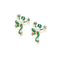 1 Pair Simple Style Frog Inlay Copper Rhinestones Ear Studs main image 2