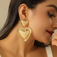 1 Pair Sweet Simple Style Heart Shape Iron Drop Earrings main image 4