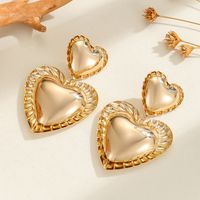 1 Pair Sweet Simple Style Heart Shape Iron Drop Earrings sku image 1