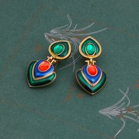 1 Pair Elegant Vintage Style Geometric Enamel Alloy Drop Earrings main image 5
