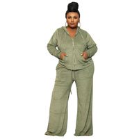 Daily Basic Solid Color Spandex Polyester Pocket Pants Sets Plus Size Two-piece Sets main image 5