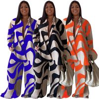 Daily Women's Elegant Printing Spandex Polyester Printing Pants Sets Plus Size Two-piece Sets main image 1