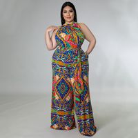 Women's Daily Vintage Style Color Block Full Length Printing Jumpsuits main image 2