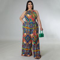 Women's Daily Vintage Style Color Block Full Length Printing Jumpsuits main image 3
