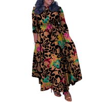 Regular Dress Retro Lady Round Neck Printing 3/4 Length Sleeve Printing Maxi Long Dress Tea Party Street main image 3