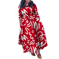 Regular Dress Retro Lady Round Neck Printing 3/4 Length Sleeve Printing Maxi Long Dress Tea Party Street main image 5
