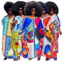 Women's Regular Dress Casual Elegant V Neck 3/4 Length Sleeve Color Block Maxi Long Dress Holiday Street main image 1