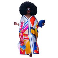 Women's Regular Dress Casual Elegant V Neck 3/4 Length Sleeve Color Block Maxi Long Dress Holiday Street main image 2