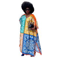 Women's Regular Dress Casual Elegant V Neck 3/4 Length Sleeve Color Block Maxi Long Dress Holiday Street main image 5