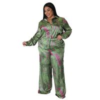 Daily Retro Printing Spandex Polyester Pants Sets Plus Size Two-piece Sets main image 2