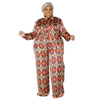 Daily Retro Printing Spandex Polyester Pants Sets Plus Size Two-piece Sets main image 4