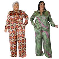 Daily Retro Printing Spandex Polyester Pants Sets Plus Size Two-piece Sets main image 6