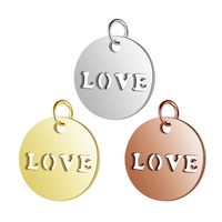 5 PCS/Package Stainless Steel Round Letter Polished Pendant main image 1