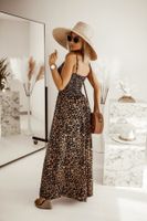 Women's Strap Dress Vintage Style V Neck Sleeveless Leopard Maxi Long Dress Daily main image 4