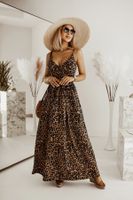 Women's Strap Dress Vintage Style V Neck Sleeveless Leopard Maxi Long Dress Daily main image 3