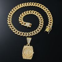 Hip Hop Punk Reloj Aleación Embutido Diamantes De Imitación Hombres Collar Colgante Collar Colgante main image 3