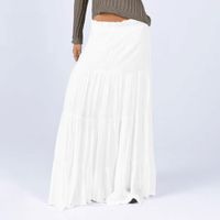Summer Spring Streetwear Solid Color Cotton Maxi Long Dress Skirts main image 2