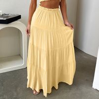Summer Spring Streetwear Solid Color Cotton Maxi Long Dress Skirts main image 5