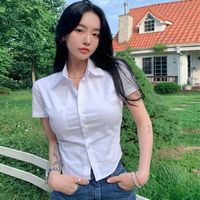Women's Blouse Short Sleeve Blouses Casual Classic Style Solid Color main image 6