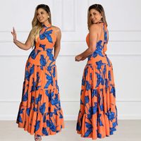 Women's Regular Dress Elegant Halter Neck Printing Sleeveless Printing Maxi Long Dress Daily main image 6