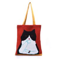 Women's Large Polyester Cat Cute Open Underarm Bag sku image 1