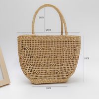 Women's Medium Straw Solid Color Streetwear Open Handbag sku image 5