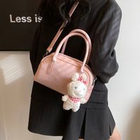 Women's Pu Leather Solid Color Cute Sewing Thread Zipper Shoulder Bag main image 1