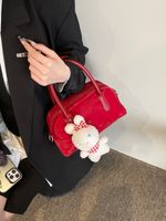Women's Pu Leather Solid Color Cute Sewing Thread Zipper Shoulder Bag main image 6