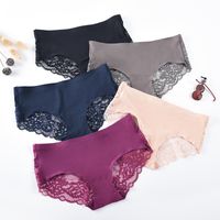 Solid Color Seamless Breathable Mid Waist Briefs Panties main image 1