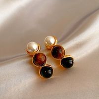 1 Pair Elegant Simple Style Geometric Plating Tiger Eye Drop Earrings Ear Studs main image 3