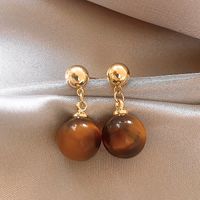 1 Pair Elegant Simple Style Geometric Plating Tiger Eye Drop Earrings Ear Studs main image 5