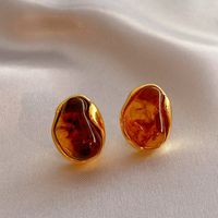 1 Pair Elegant Simple Style Geometric Plating Tiger Eye Drop Earrings Ear Studs main image 4