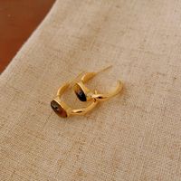 1 Pair Elegant Simple Style Geometric Plating Tiger Eye Drop Earrings Ear Studs sku image 13