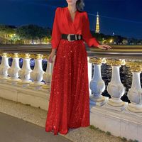 Women's Holiday Banquet Family Gathering Vintage Style Solid Color Full Length Jumpsuits main image 2