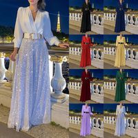 Women's Holiday Banquet Family Gathering Vintage Style Solid Color Full Length Jumpsuits main image 5