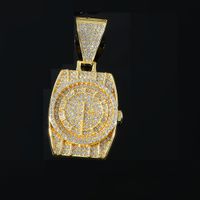 Hip Hop Punk Reloj Aleación Embutido Diamantes De Imitación Hombres Collar Colgante Collar Colgante sku image 1