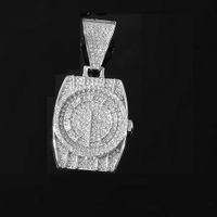 Hip Hop Punk Reloj Aleación Embutido Diamantes De Imitación Hombres Collar Colgante Collar Colgante sku image 2