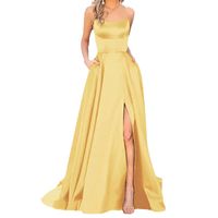 Party Dress Elegant U Neck Sleeveless Solid Color Maxi Long Dress Wedding Banquet Evening Party main image 2